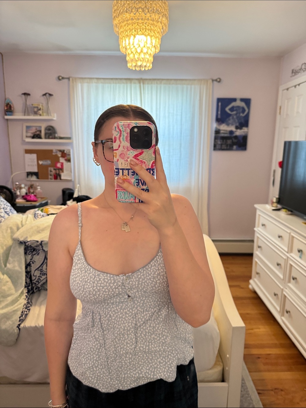 Brandy Melville Light blue Floral Camisole Top